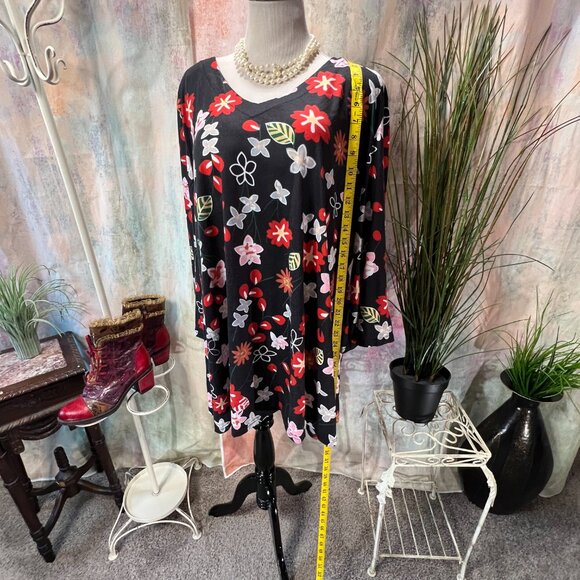 📌Cotton Blend Floral Long Tunic - Top Perfect Dressed with Leggings & Boots - Picture 7 of 13